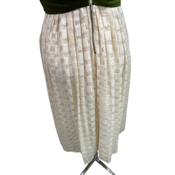 Size 6 Madchen Dress Velvet Colorblock Cream Skirt Blue Green Bodice - Picture 8 of 11